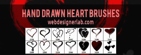 brush photoshop Hand Drawn Heart Brushes